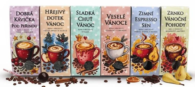 VÁVÁNOČNÍ DÁRKOVÝ SET ZRNKOVÝCH KÁV 6x40g - DMT 09/2026