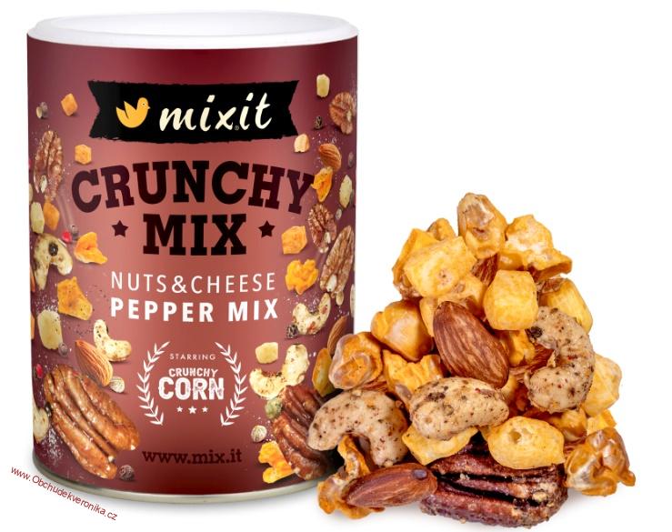 Crunchy mix – Sýr, crunchy corn a oříšky s barevným pepřem 300g
