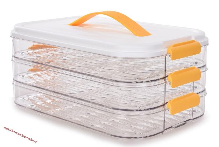 BUCHTONOŠ CVAK&CVAK třípatrový box na cukroví, chlebíčky a potraviny 3 × 2 L