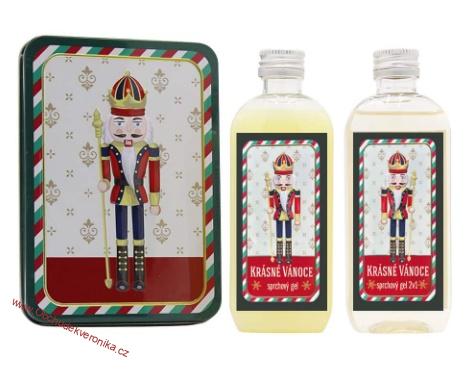 Vánoční dárková sada v plechovém boxu – 2x sprchový gel 100 ml – louskáček