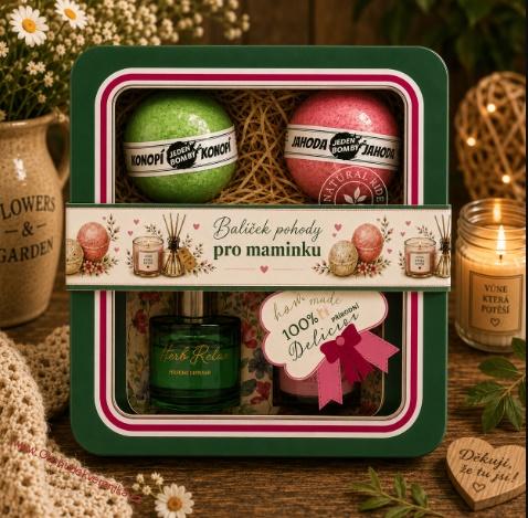 Plechový box – aroma sada a bomby do koupele 2x 110 g – maminka