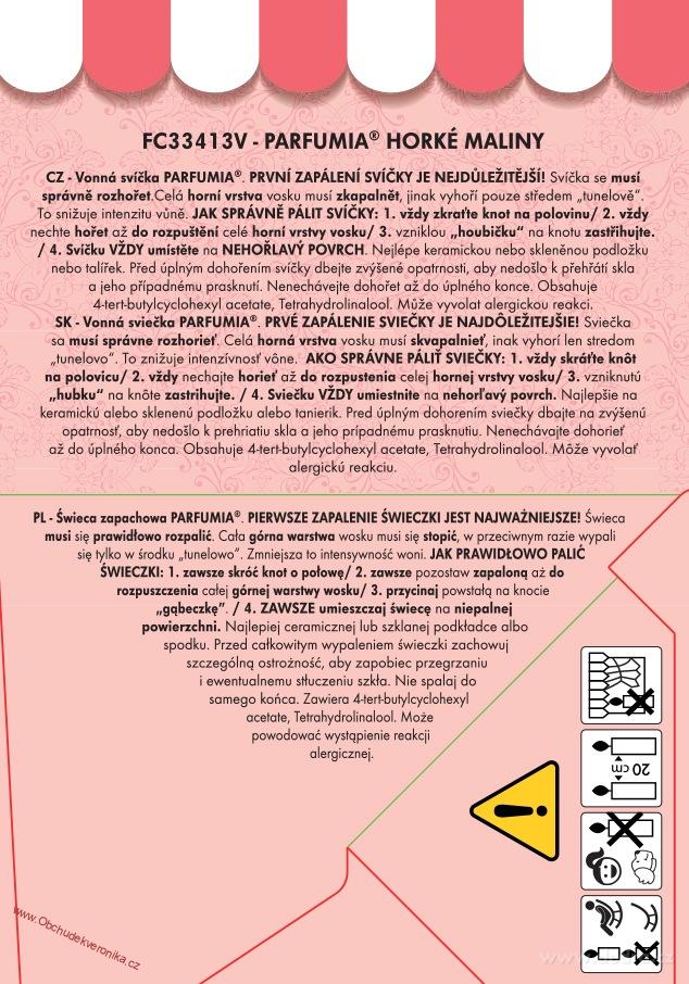 HORKÉ MALINY votivní sójová svíčka PARFUMIA® 55 ml