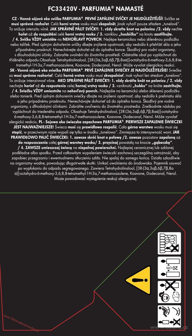 NAMASTÉ votivní sójová svíčka PARFUMIA® 55 ml