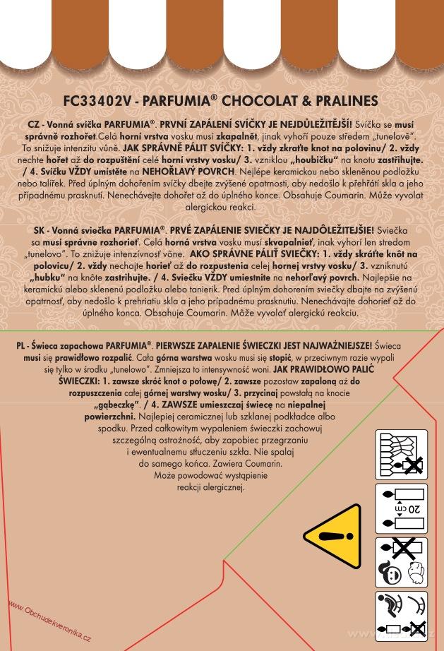 CHOCOLAT & PRALINES votivní sójová svíčka PARFUMIA® 55 ml