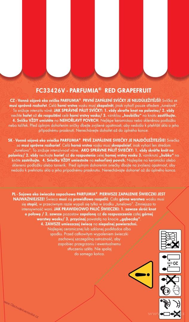 RED GRAPEFRUIT votivní sójová svíčka PARFUMIA® 55 ml