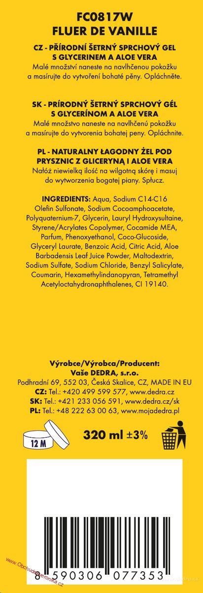 FLEUR DE VANILLE - exkluzivní šetrný sprchový gel s glycerinem & Aloe vera 320 ml