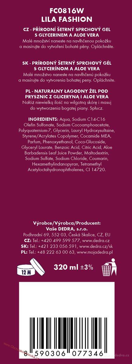 LILA FASHION - exkluzivní šetrný sprchový gel s glycerinem & Aloe vera 320 ml 