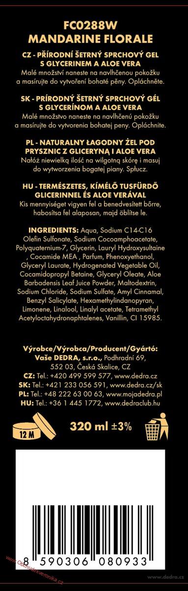 MANDARINE FLORALE - exkluzivní šetrný sprchový gel s glycerinem & Aloe vera 320 ml