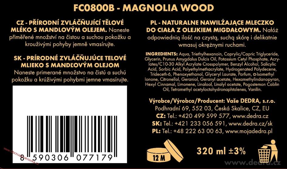 MAGNOLIA WOOD zvláčňující tělové mléko s mandlovým olejem 320 ml