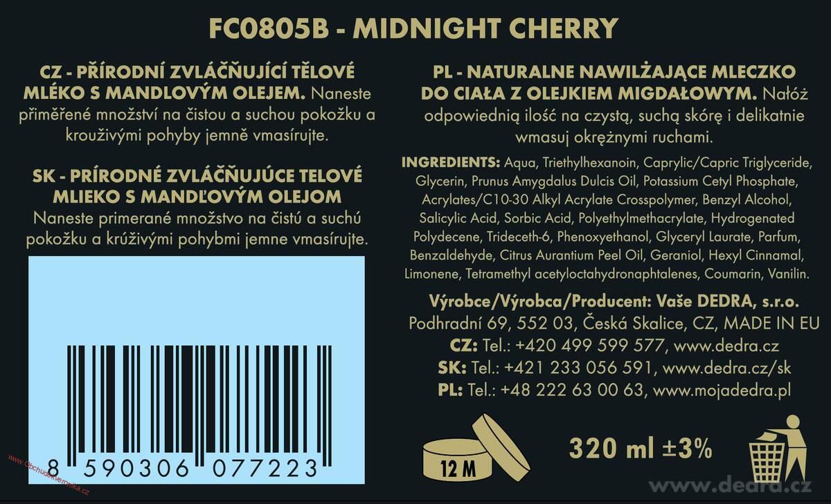 MIDNIGHT CHERRY zvláčňující tělové mléko s mandlovým olejem 320 ml