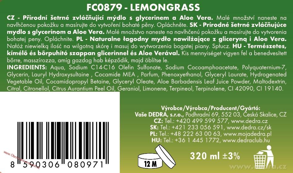 LEMONGRASS šetrné tekuté mýdlo s glycerinem & Aloe vera 320 ml