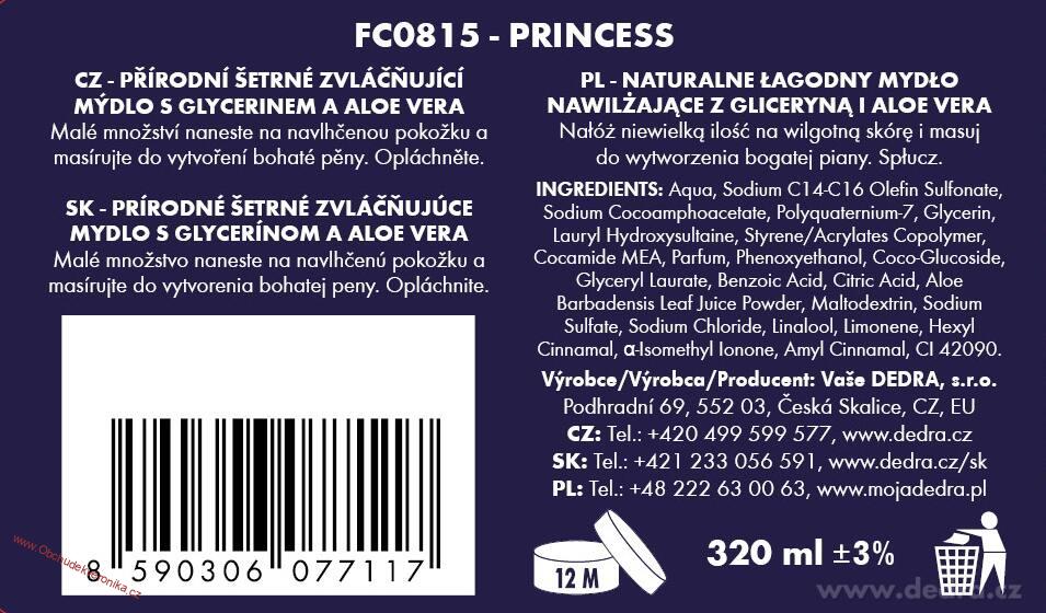 PRINCESS šetrné tekuté mýdlo s glycerinem & Aloe vera 320 ml
