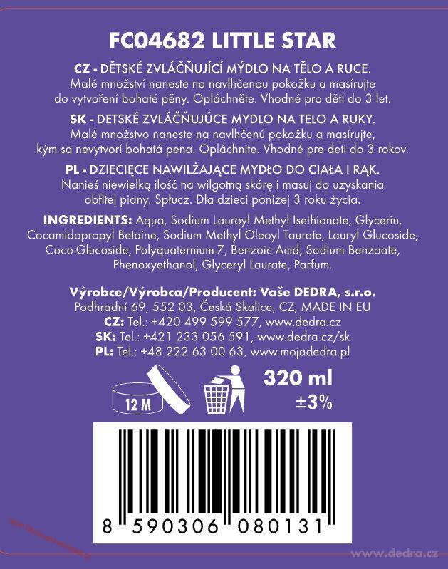 LITTLE STAR dětské šetrné mýdlo na tělo a ruce | hypoalergenní, bez parabenů 320 ml