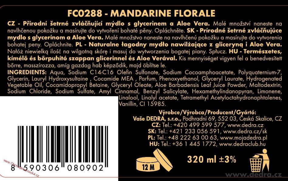 MANDARINE FLORALE exkluzivní šetrné tekuté mýdlo s glycerinem & Aloe vera 320 ml