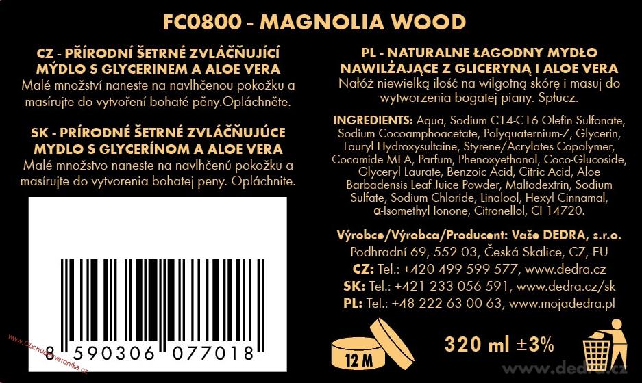 MAGNOLIA WOOD exkluzivní šetrné tekuté mýdlo s glycerinem & Aloe vera 320 ml