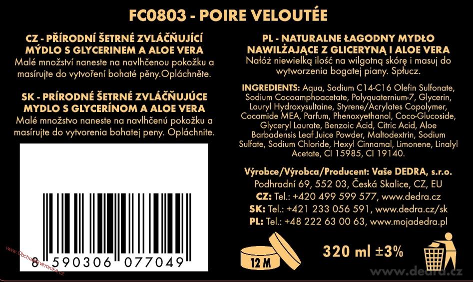 SAMETOVÁ HRUŠKA exkluzivní šetrné tekuté mýdlo s glycerinem & Aloe vera 320 ml