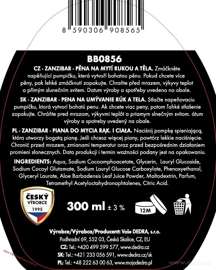 ZANZIBAR šetrné pěnové mýdlo na ruce & tělo 300 ml