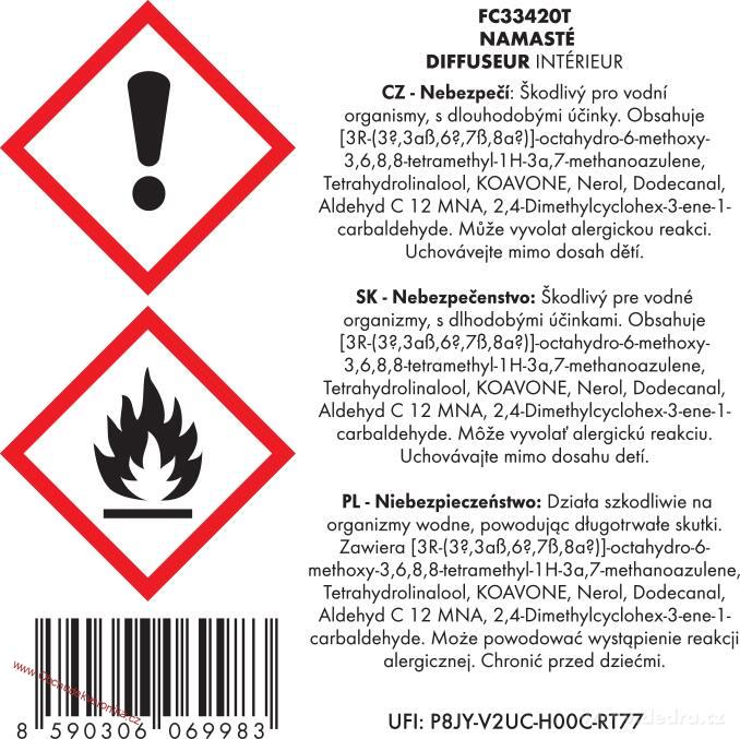 NAMASTÉ tyčinkový difuzér PARFUMIA® 100 ml