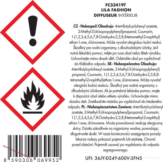 LILA FASHION tyčinkový difuzér PARFUMIA® 100 ml