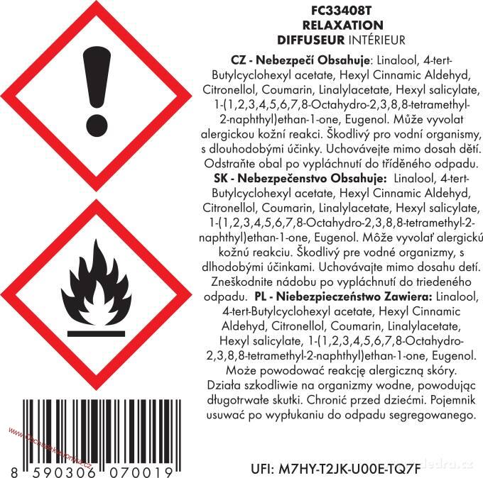 RELAXATION tyčinkový difuzér PARFUMIA® 100 ml