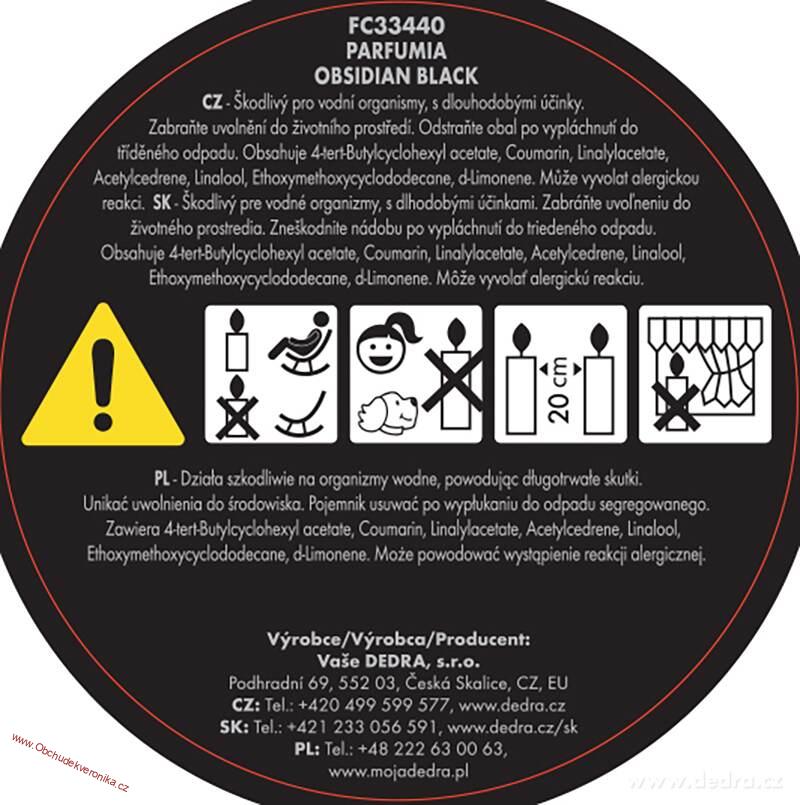 OBSIDIAN BLACK sójová vonná svíčka PARFUMIA® 250 ml