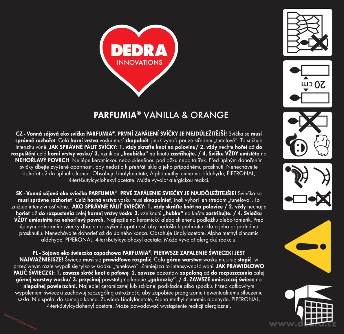 VANILLA & ORANGE sójová vonná svíčka PARFUMIA® 250 ml