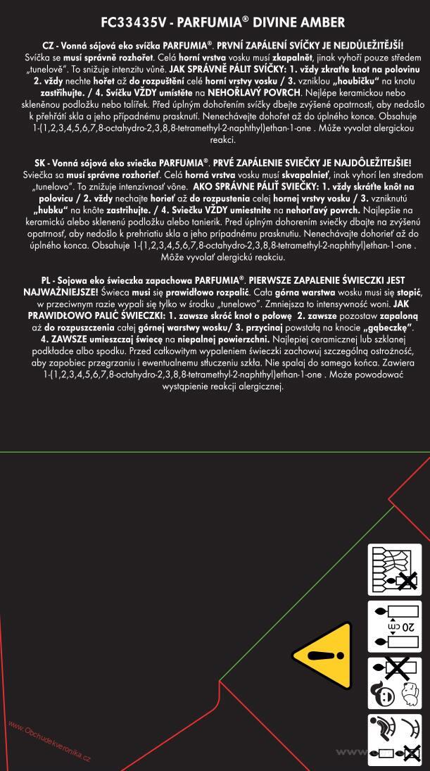 DIVINE AMBER sójová vonná svíčka PARFUMIA® 250 ml