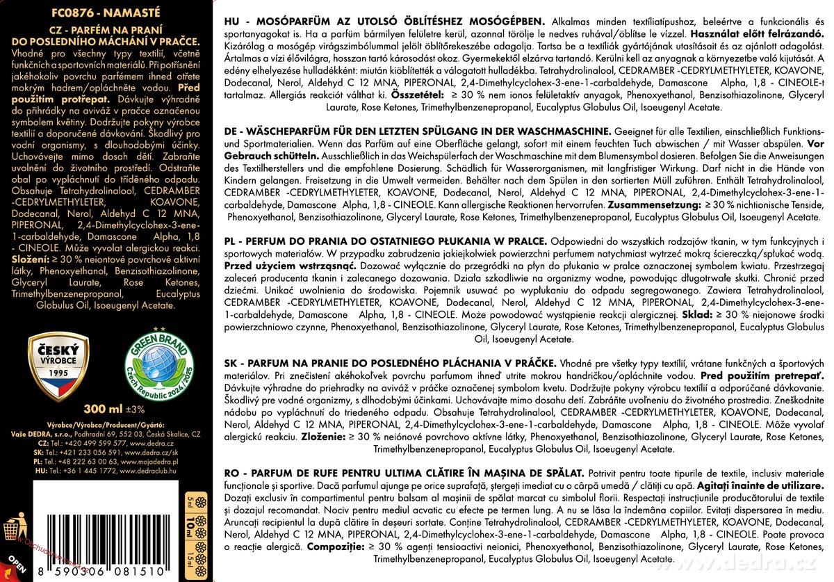 PARFUMAGE® SUPREME NAMASTÉ  4× koncentrovaný parfém na praní 300 ml - 60 praní