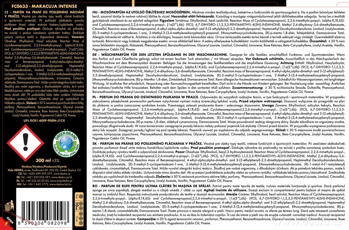 PARFUMAGE® SUPREME MARACUJA INTENSE 4× koncentrovaný parfém na praní 300 ml 60 praní