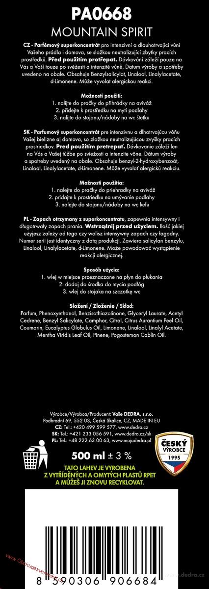 PARFUMAGE® MOUNTAIN SPIRIT Parfém na praní 500 ml