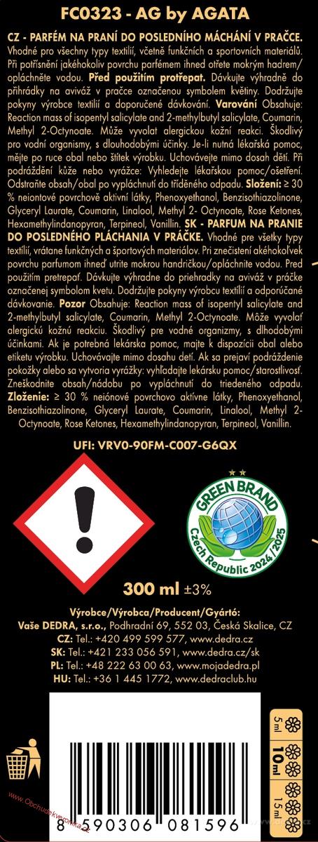 PARFUMAGE SUPREME AG by AGATA 4× koncentrovaný parfém na praní 300 ml - 60 praní