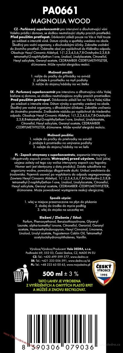 PARFUMAGE® MAGNOLIA WOOD Parfém na praní 500 ml