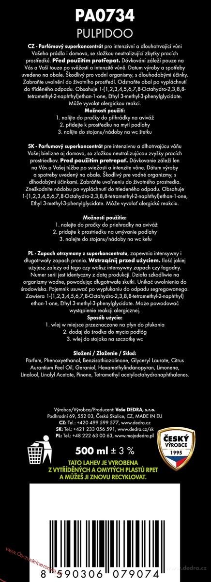 PARFUMAGE® PULPIDOO Parfém na praní 500 ml
