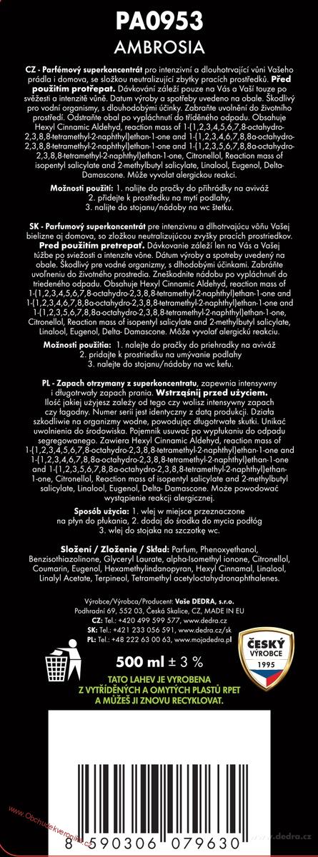 PARFUMAGE® AMBROSIA Parfém na praní 500 ml
