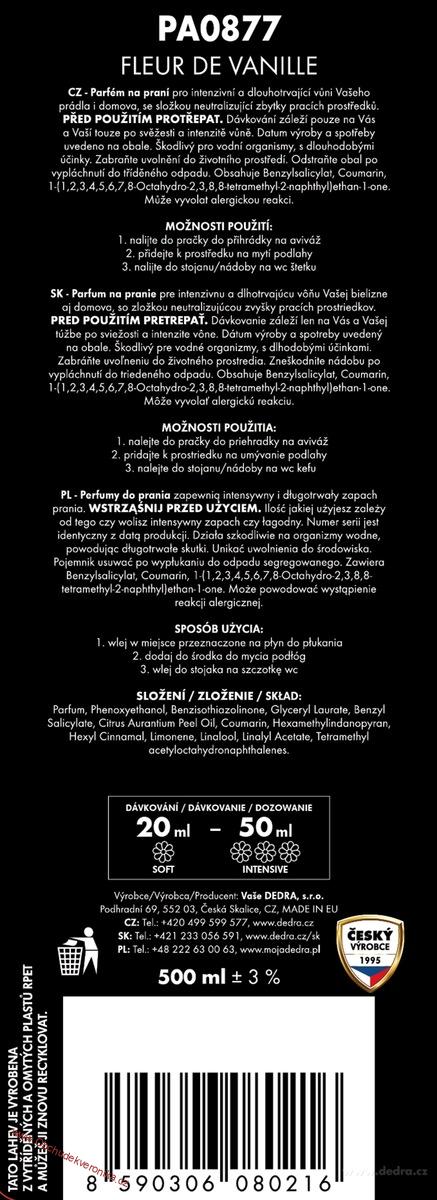 PARFUMAGE® FLEUR DE VANILLE Parfém na praní 500 ml