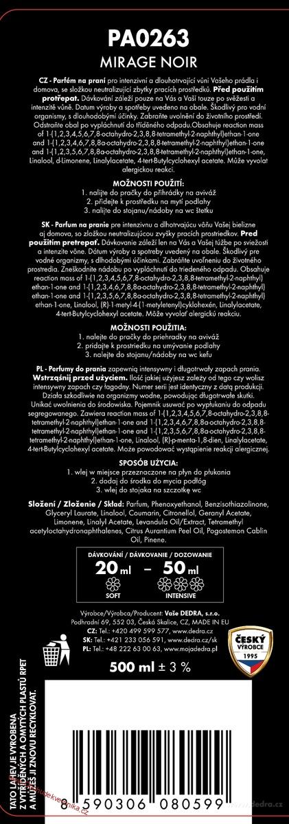 PARFUMAGE® MIRAGE NOIR Parfém na praní 500 ml