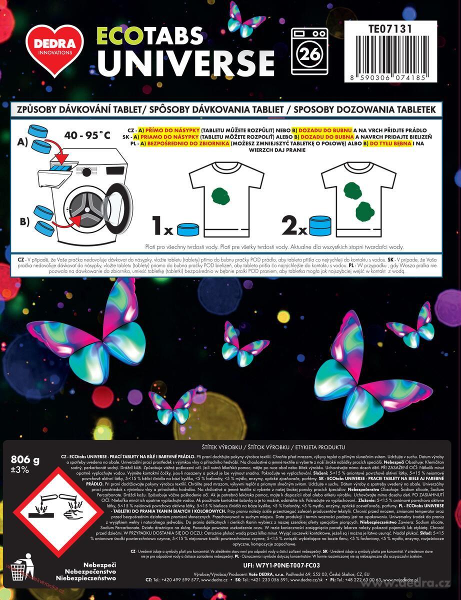 COLORITO Tablety na barevné prádlo | šetrné k barvám & enzymy ECOTABS 26 tablet