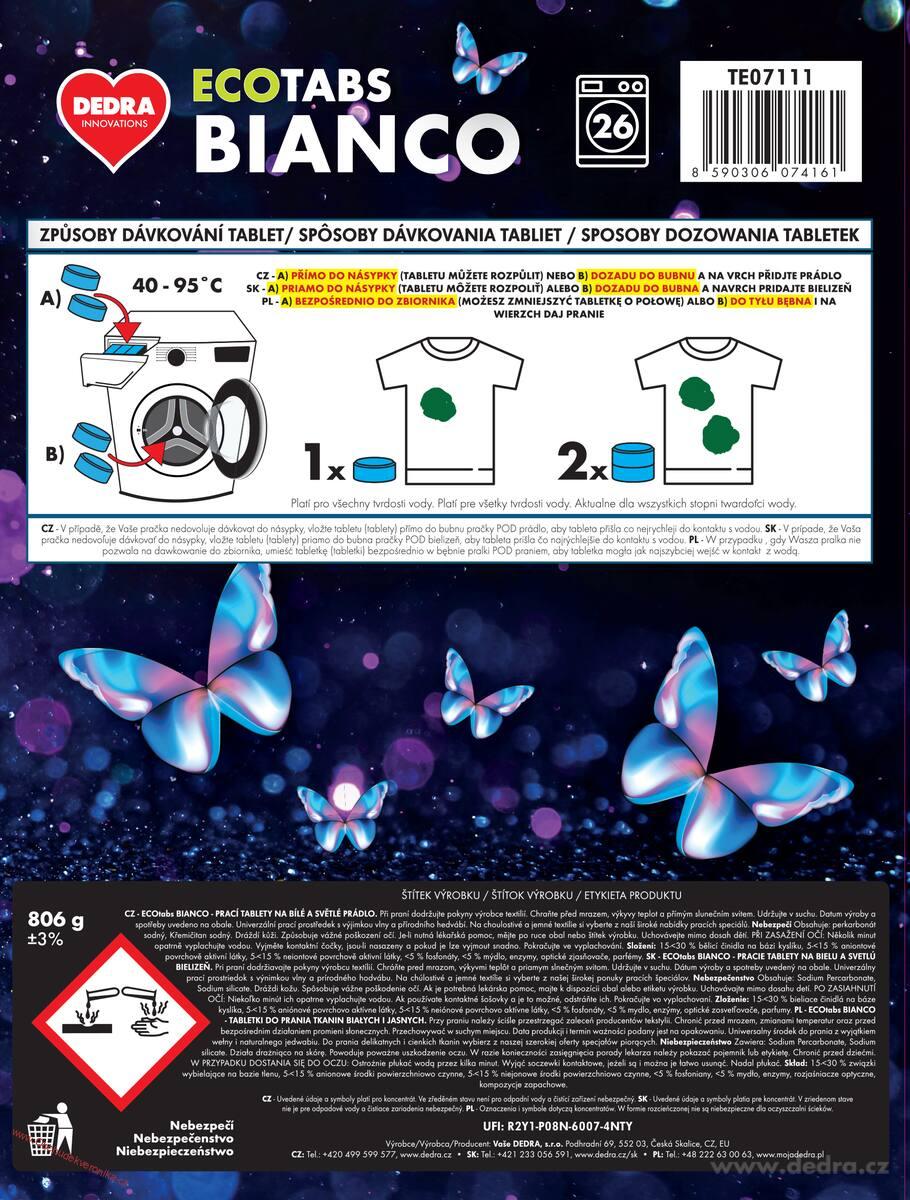 BIANCO Tablety na bílé prádlo | aktivní bělení & enzymy ECOTABS 26 tablet