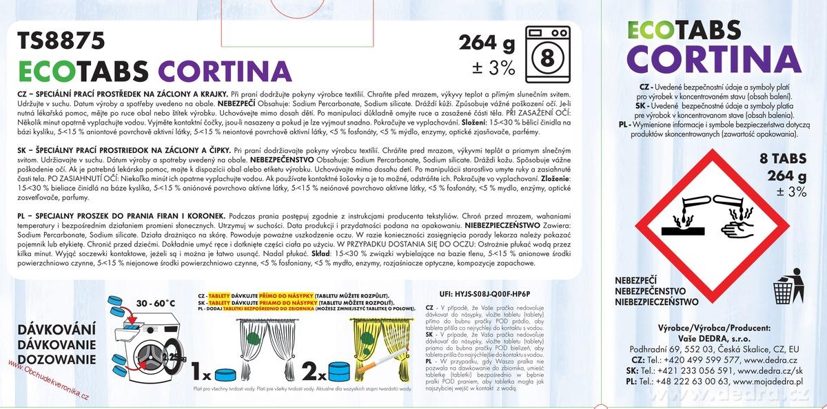 CORTINA TABS Prací tablety na záclony, krajky & bílé spodní prádlo 8 praní
