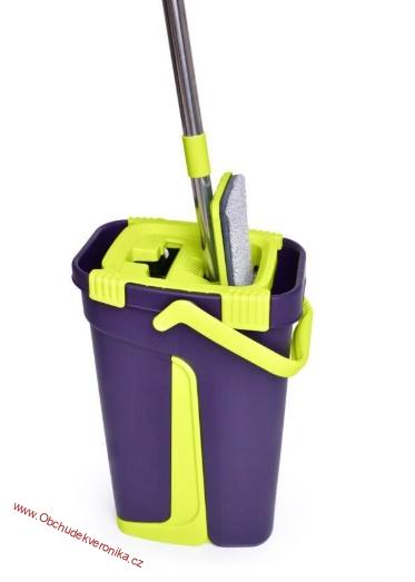 PLATFORMER 2v1 mop s dvoukomorovým kbelíkem a kartáčem praní + ždímání - 123 cm