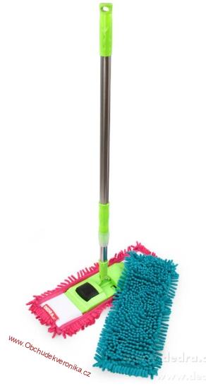 SASANKA® PLATFORMA mop na zametání & vytírání hladkých ploch + 2 návleky teleskopická tyč 39 × 10 cm