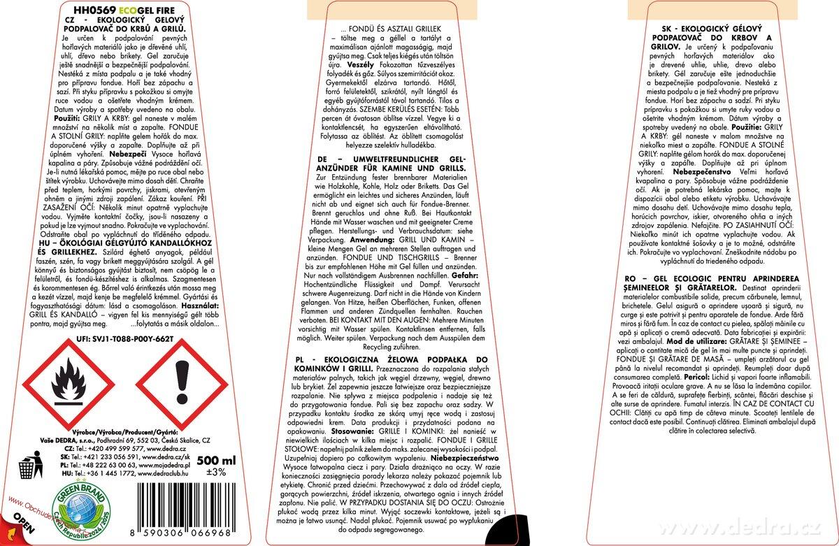 2× GELFIRE Ekologický gelový podpalovač na grily a krby 2× 500 ml