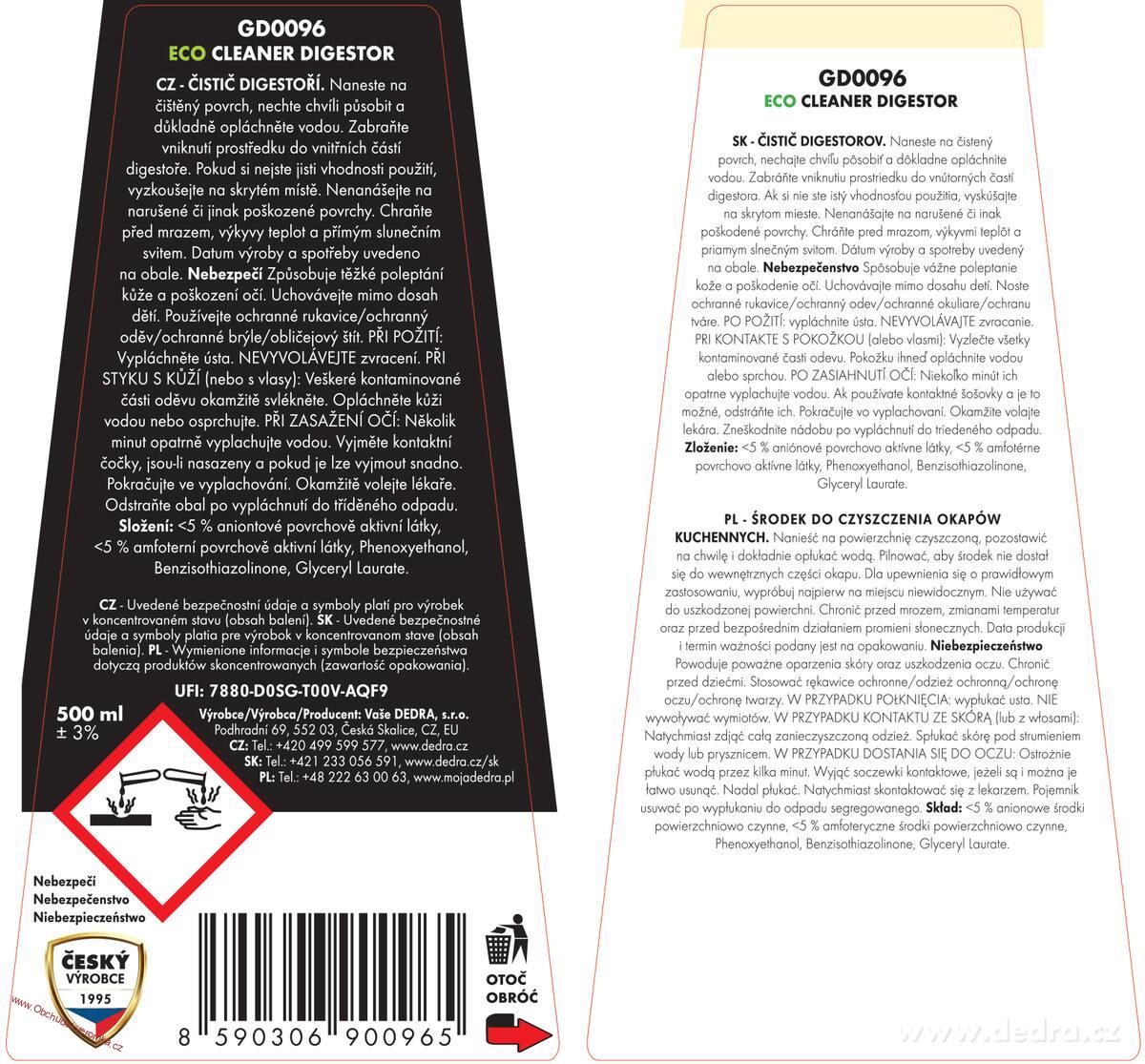 Kompletní péče o digestoř Čistič + impregnační sprej 500 ml + 200 ml