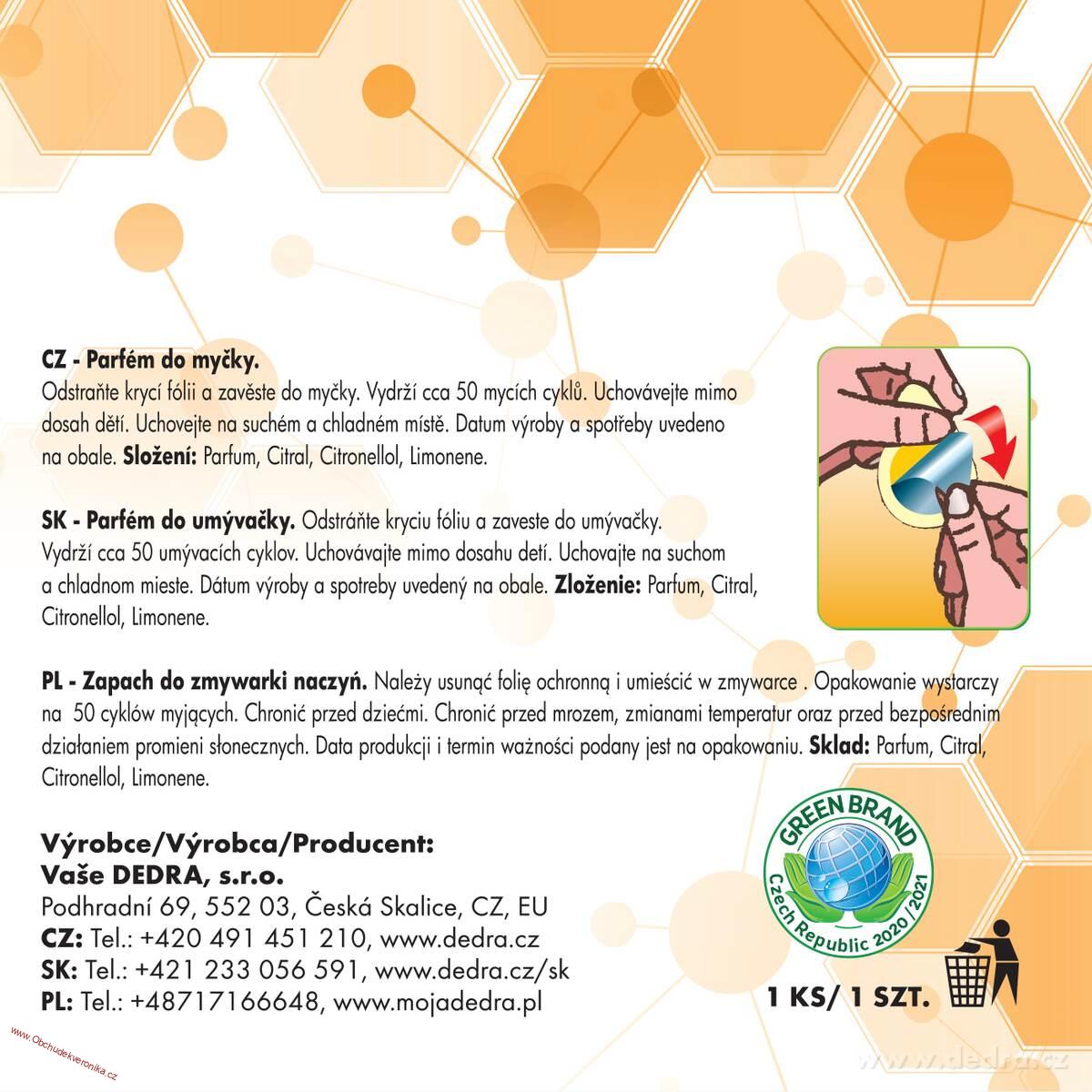 AQUATIX PARFUM Vůně do myčky závěsný neutralizátor pachů 1 ks