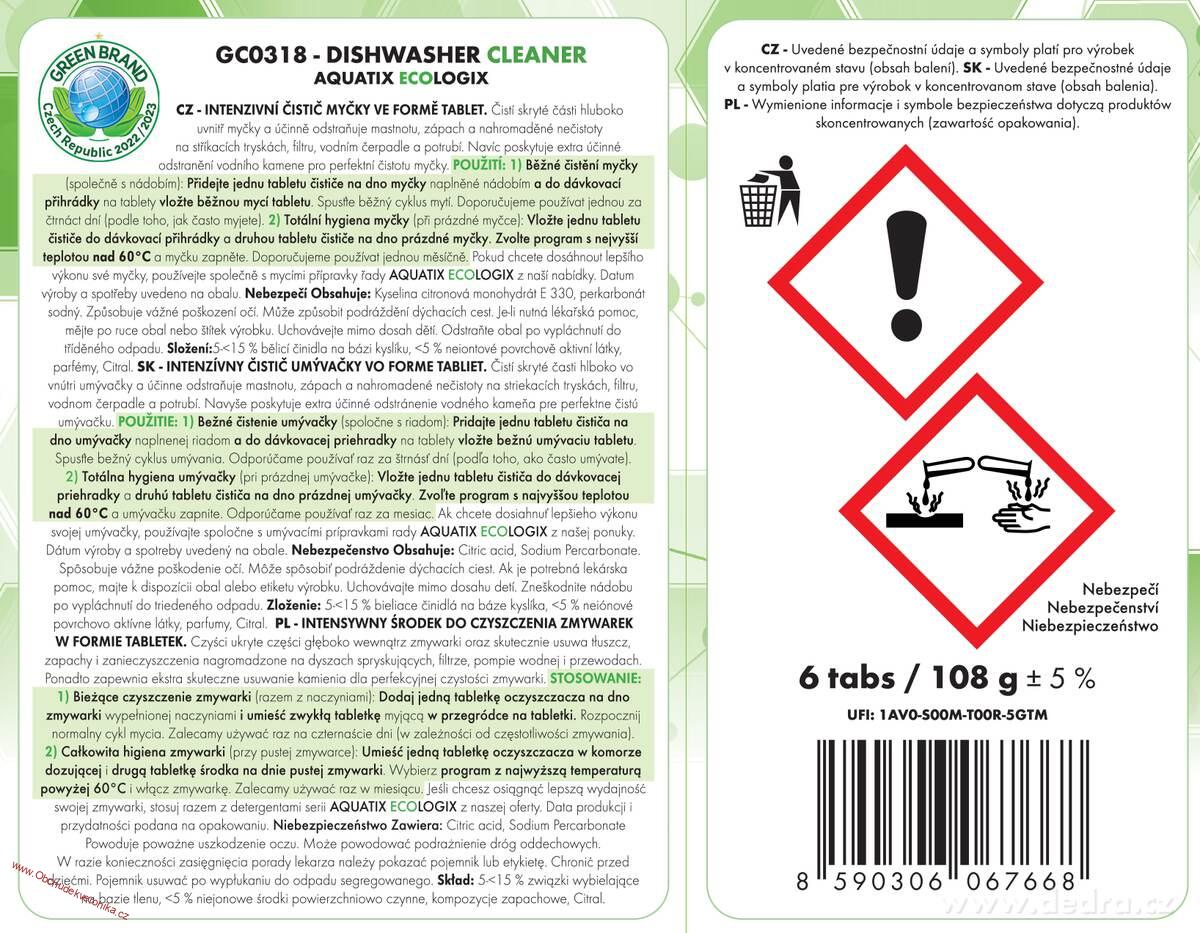 AQUATIX CLEANER čistič myčky 6 tablet