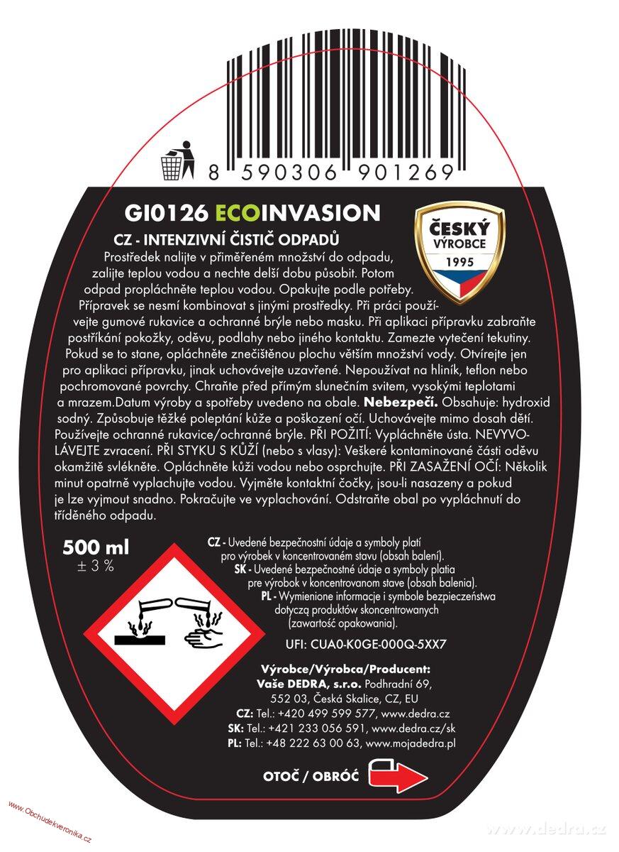 INVASION Extra silný čistič ucpaných odpadů a odtoků | proti mastnotě, zbytkům & usazeninám 500 ml