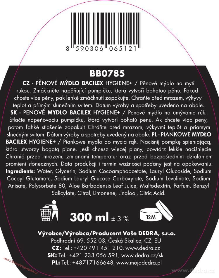 BACILEX Pěnové mýdlo s antimikrobiální přísadou 300 ml