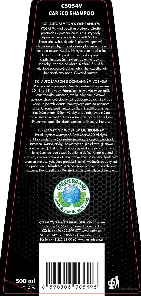 SHAMPOO 2in1 Autošampon s ochranným voskem | lesk & ochrana v jednom kroku 500 ml