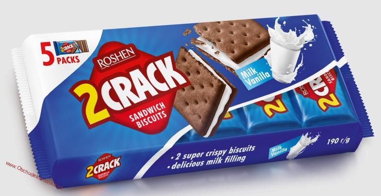 Roshen 2crack Sandwich biscuits Milk & Vanilla  190g