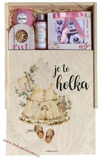 Dárková dřevěná bedna velká – Je to holka